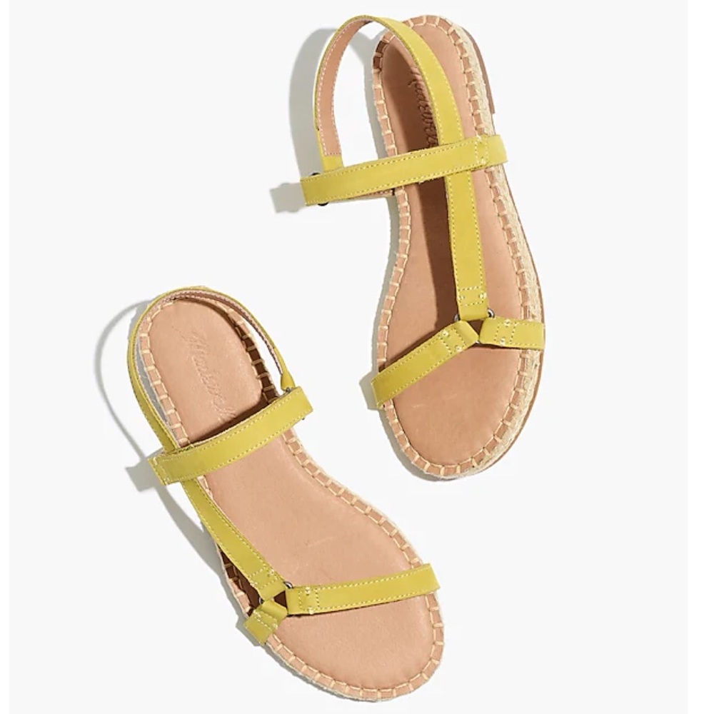 Madewell NEW Hallie Espadrille Sandal in Nubuck Leather Gilded Chartreuse Green
